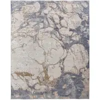 Photo of Tan And Blue Abstract Power Loom Distressed Area Rug
