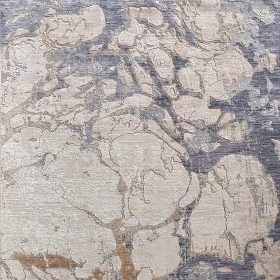 Tan Blue And Beige Abstract Distressed Area Rug Photo 5