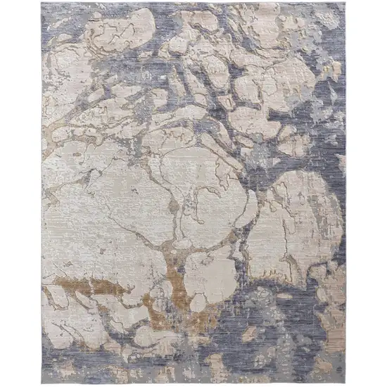 Tan Blue And Beige Abstract Distressed Area Rug Photo 2