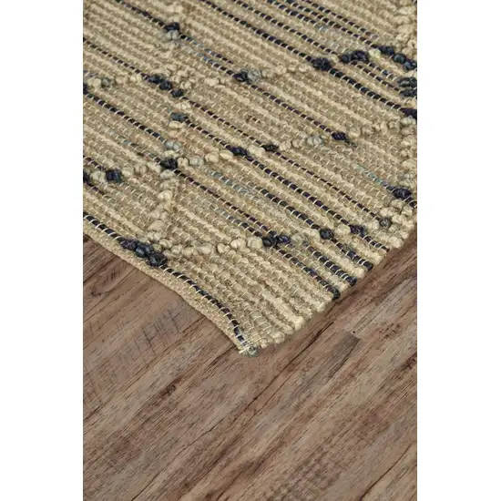 Tan And Blue Jute Argyle Hand Knotted Area Rug Photo 3