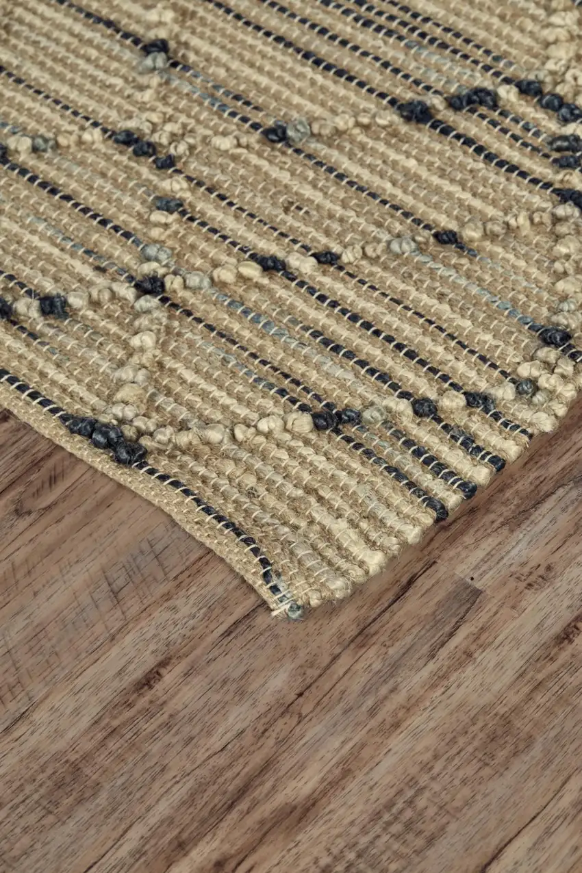 Tan And Blue Jute Argyle Hand Knotted Area Rug Photo 3