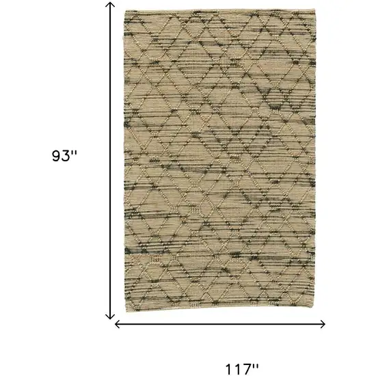 Tan And Blue Jute Argyle Hand Knotted Area Rug Photo 4