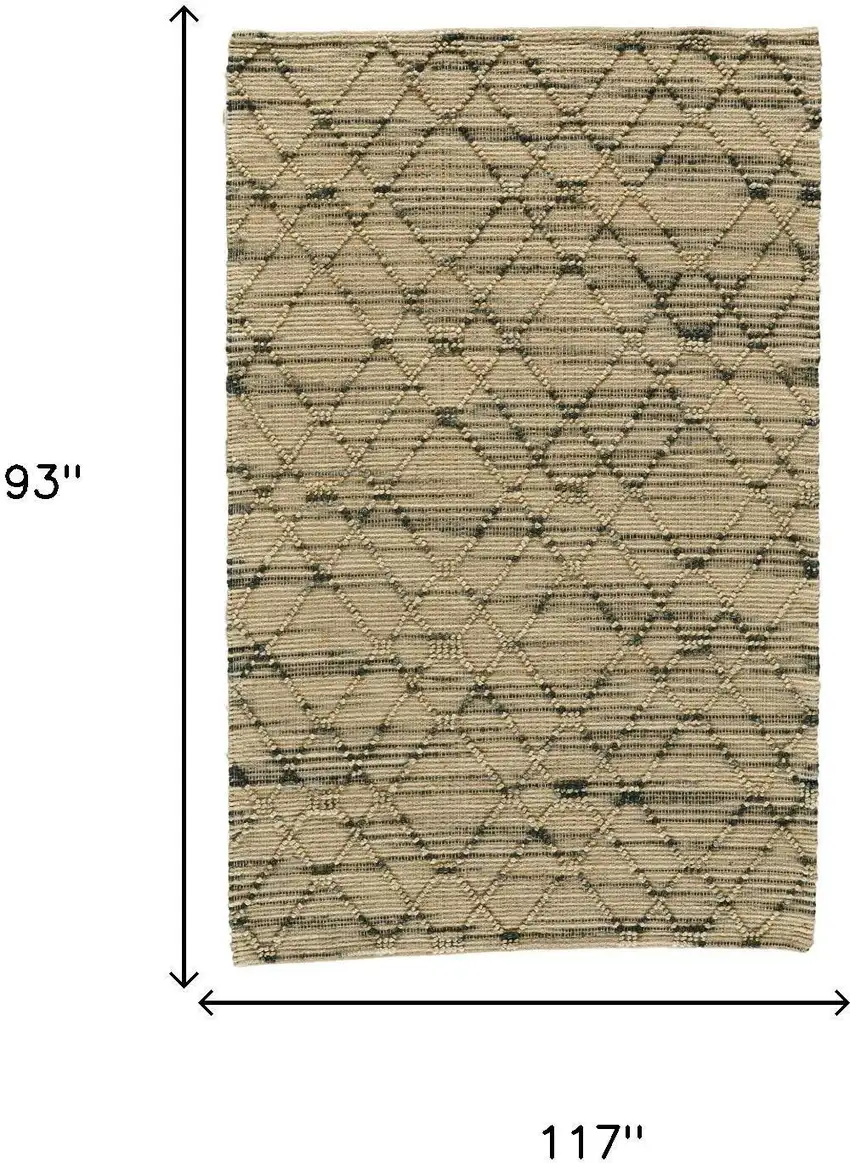 Tan And Blue Jute Argyle Hand Knotted Area Rug Photo 4
