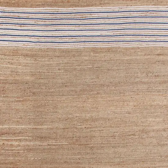 Tan And Blue Jute Striped Hand Woven Area Rug Photo 2