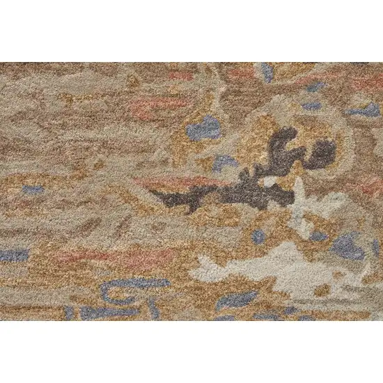 Tan and Blue Wool Abstract Hand Tufted Area Rug Photo 8