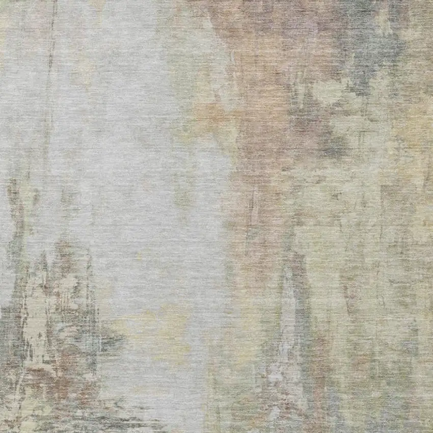 Tan And Brown Abstract Washable Indoor Outdoor Area Rug Photo 3