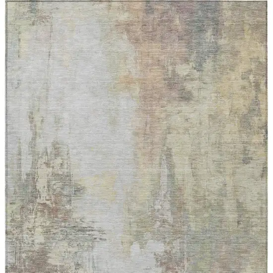 Tan And Brown Abstract Washable Indoor Outdoor Area Rug Photo 4