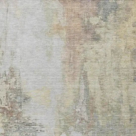 Tan And Brown Abstract Washable Indoor Outdoor Area Rug Photo 3