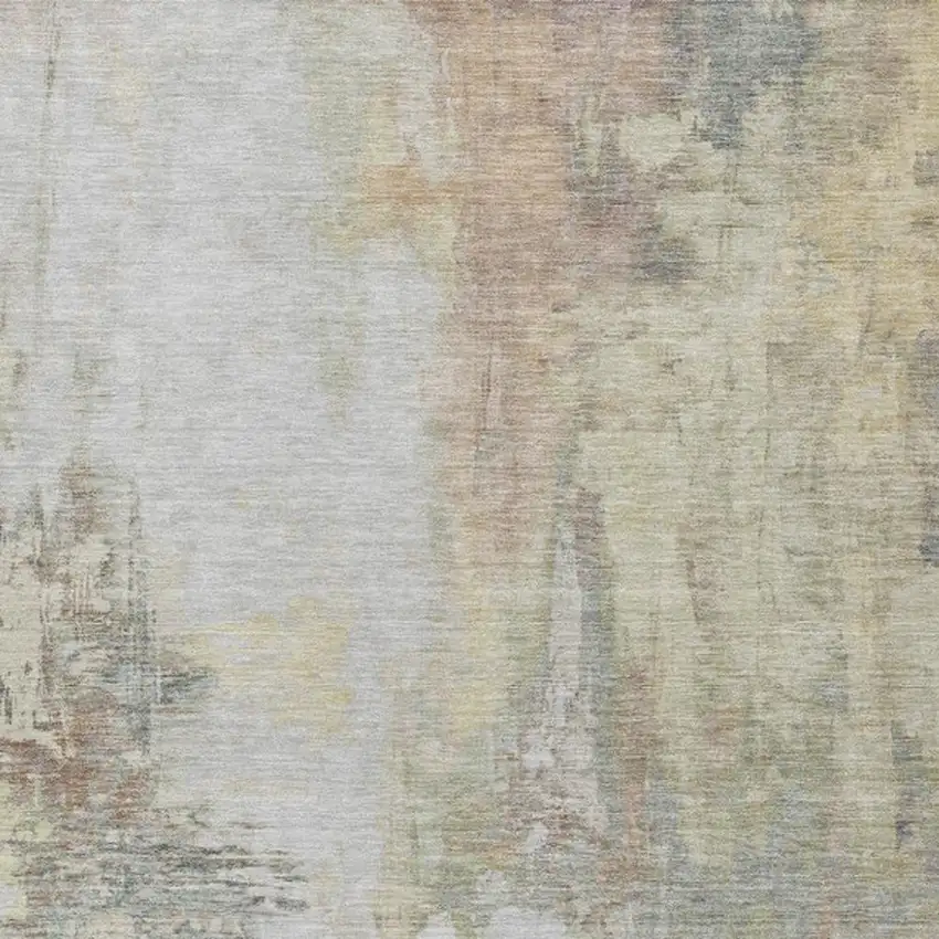 Tan And Brown Abstract Washable Indoor Outdoor Area Rug Photo 3