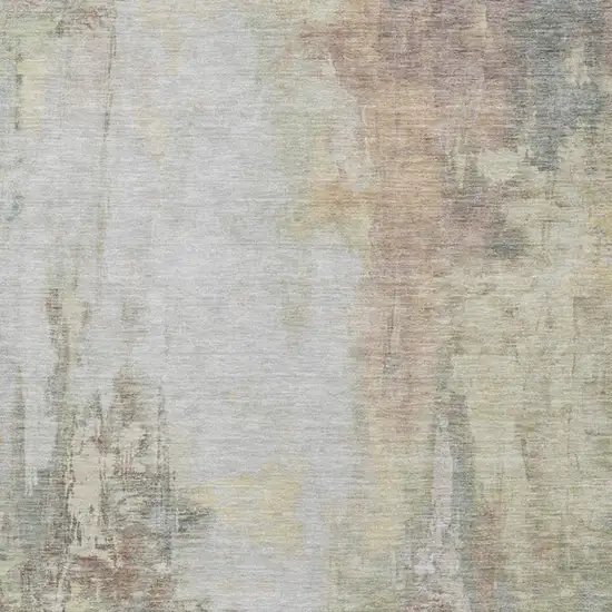Tan And Brown Abstract Washable Indoor Outdoor Area Rug Photo 3