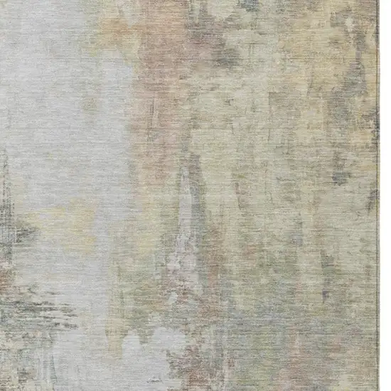 Tan And Brown Abstract Washable Indoor Outdoor Area Rug Photo 3