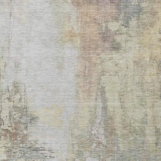 Tan And Brown Abstract Washable Indoor Outdoor Area Rug Photo 3