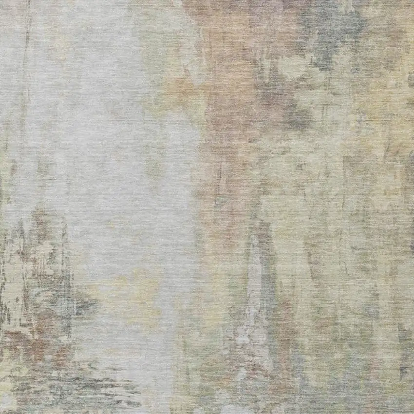 Tan And Brown Abstract Washable Indoor Outdoor Area Rug Photo 3