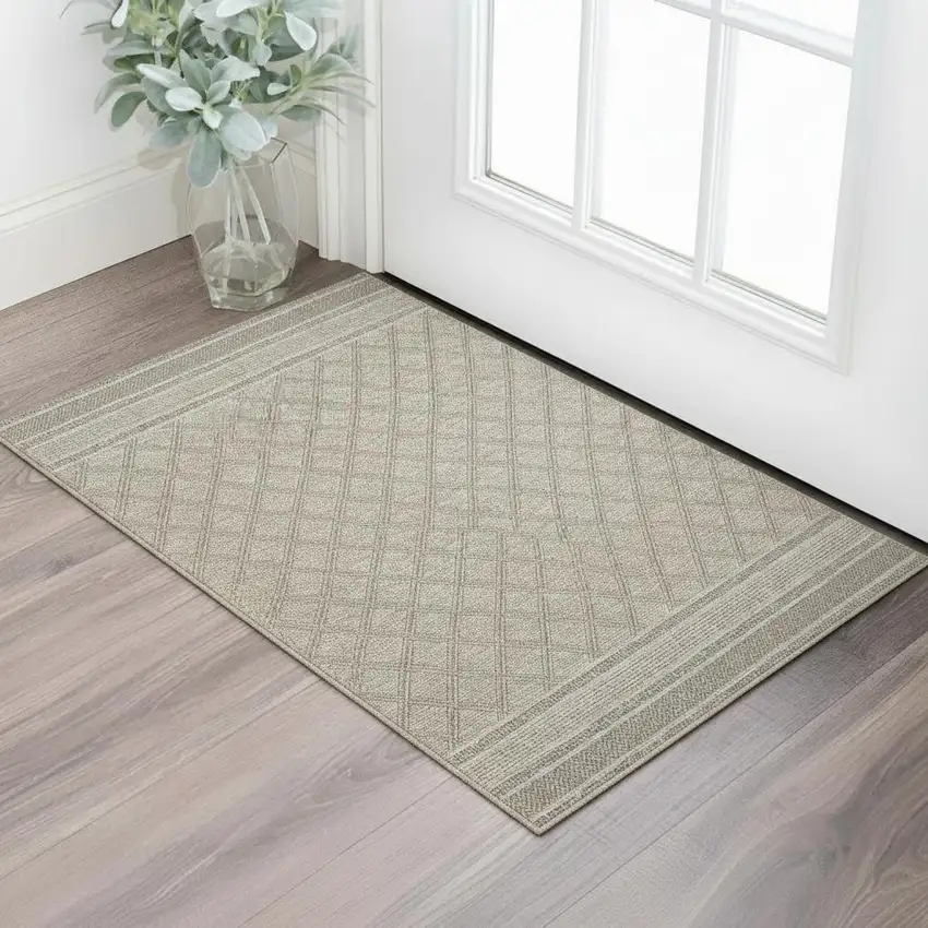 Tan And Brown Diamond Area Rug Photo 1