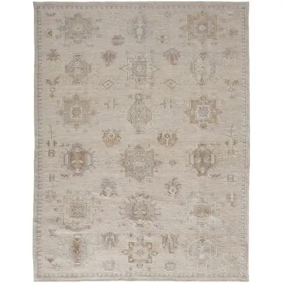 4' X 6' Tan and Brown Floral Hand Knotted Area Rug Photo 4