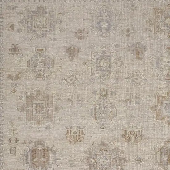 Tan And Brown Floral Hand Knotted Stain Resistant Area Rug Photo 9