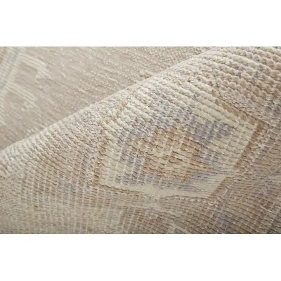 Tan And Brown Floral Hand Knotted Stain Resistant Area Rug Photo 8