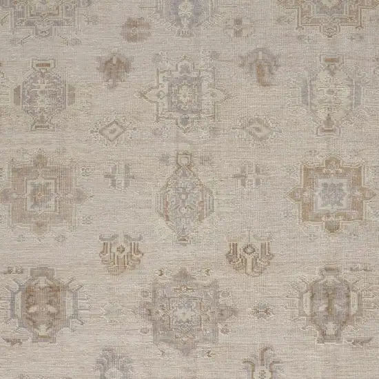 Tan And Brown Floral Hand Knotted Stain Resistant Area Rug Photo 4