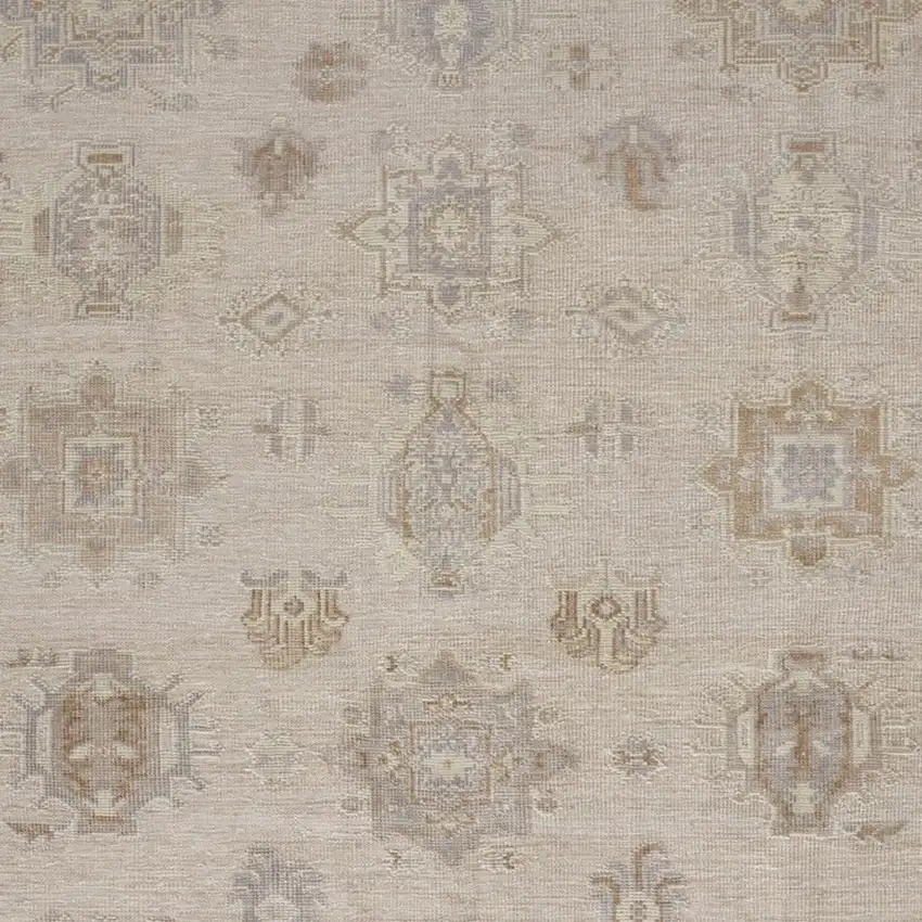 Tan And Brown Floral Hand Knotted Stain Resistant Area Rug Photo 4