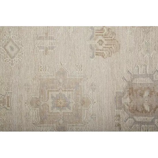 Tan And Brown Floral Hand Knotted Stain Resistant Area Rug Photo 8