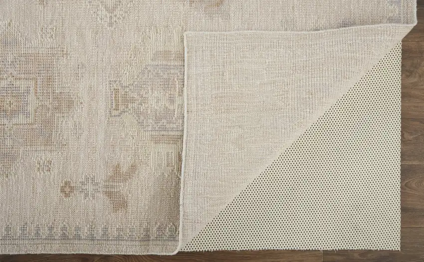 Tan And Brown Floral Hand Knotted Stain Resistant Area Rug Photo 9