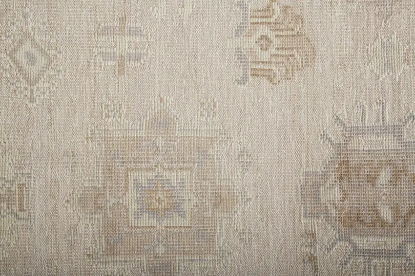Tan And Brown Floral Hand Knotted Stain Resistant Area Rug Photo 9