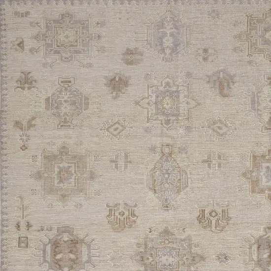 Tan And Brown Floral Hand Knotted Stain Resistant Area Rug Photo 2