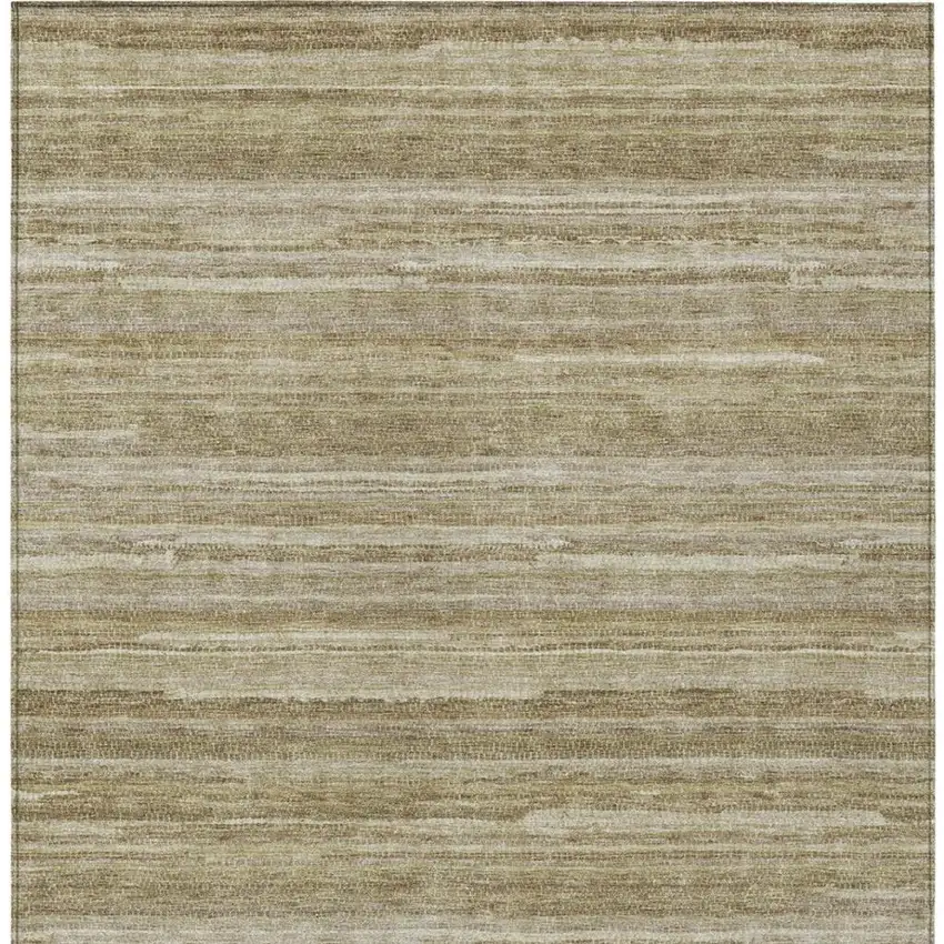 Tan And Brown Striped Washable Indoor Outdoor Area Rug Photo 4
