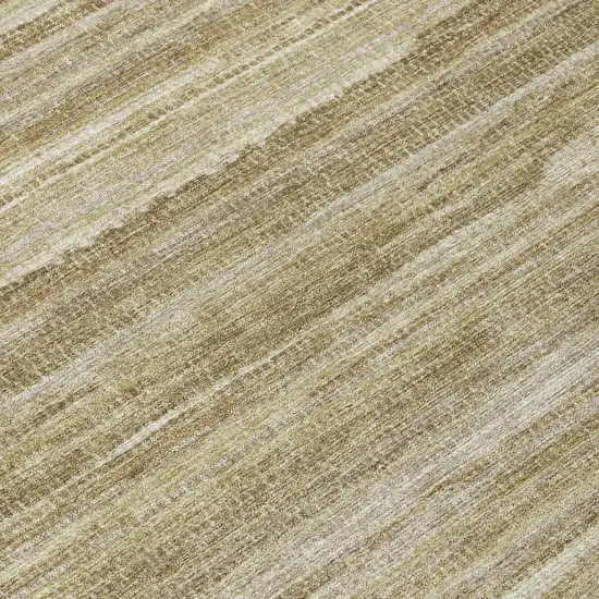 Tan And Brown Striped Washable Indoor Outdoor Area Rug Photo 6