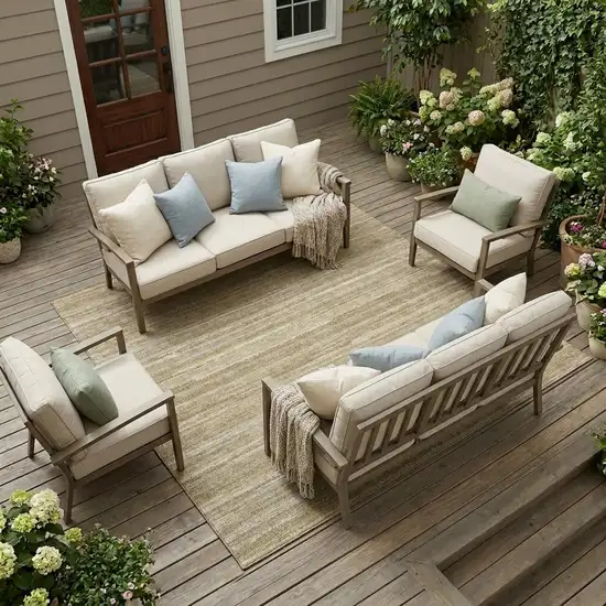 Tan And Brown Striped Washable Indoor Outdoor Area Rug Photo 1