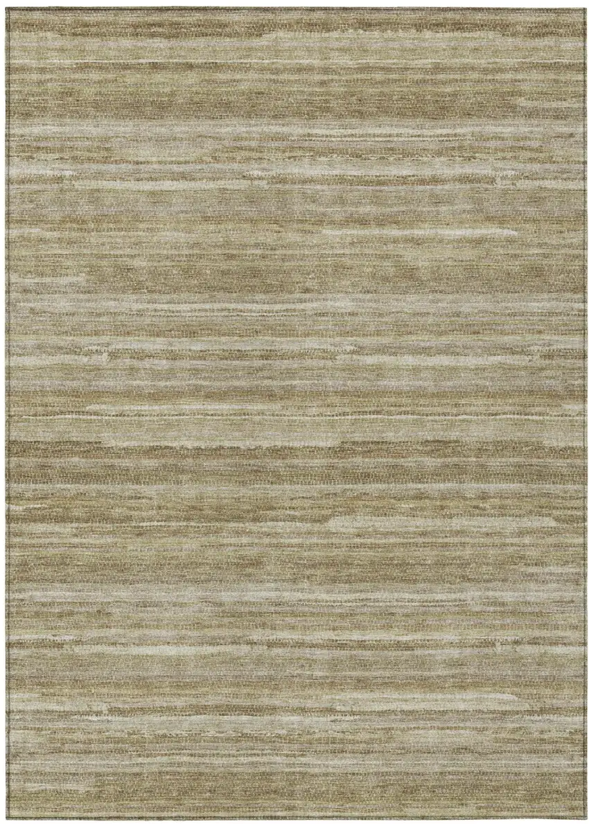 Tan And Brown Striped Washable Indoor Outdoor Area Rug Photo 2