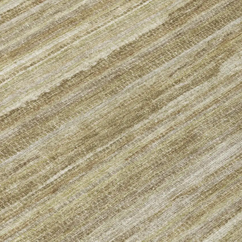 Tan And Brown Striped Washable Indoor Outdoor Area Rug Photo 6
