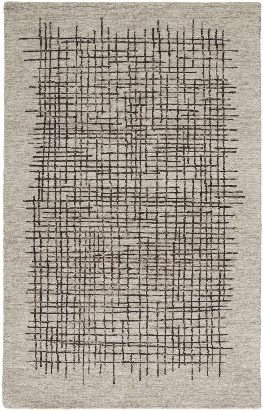 Tan And Brown Wool Plaid Tufted Handmade Stain Resistant Area Rug Photo 1