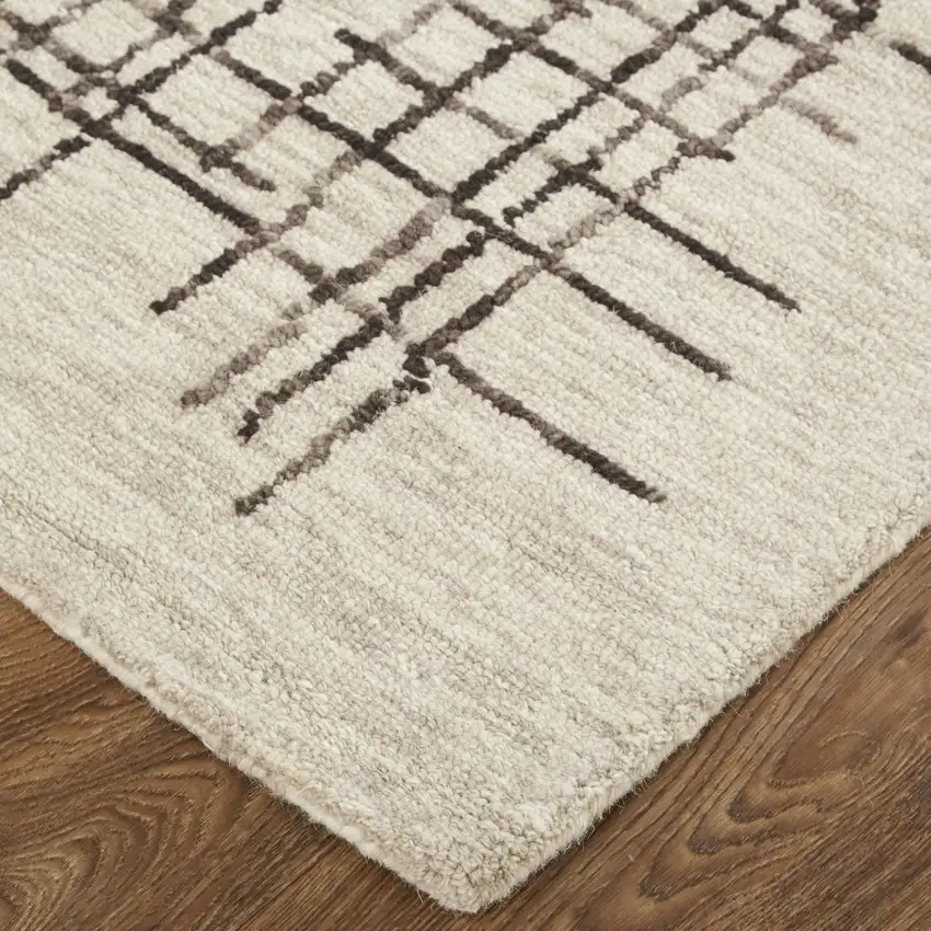 Tan And Brown Wool Plaid Tufted Handmade Stain Resistant Area Rug Photo 8