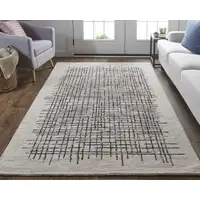 Photo of Tan And Brown Wool Plaid Tufted Handmade Stain Resistant Area Rug