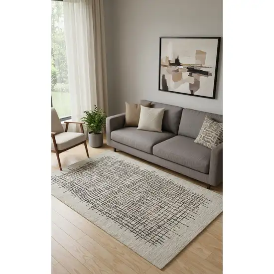 Tan And Brown Wool Plaid Tufted Handmade Stain Resistant Area Rug Photo 1