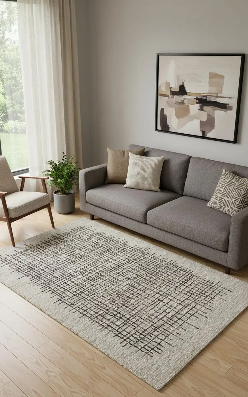 Tan And Brown Wool Plaid Tufted Handmade Stain Resistant Area Rug Photo 1