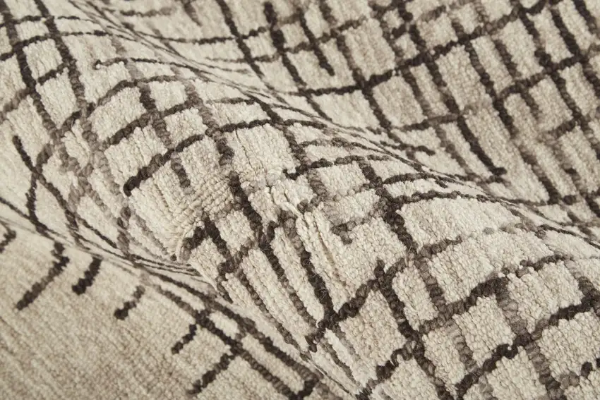 Tan And Brown Wool Plaid Tufted Handmade Stain Resistant Area Rug Photo 4