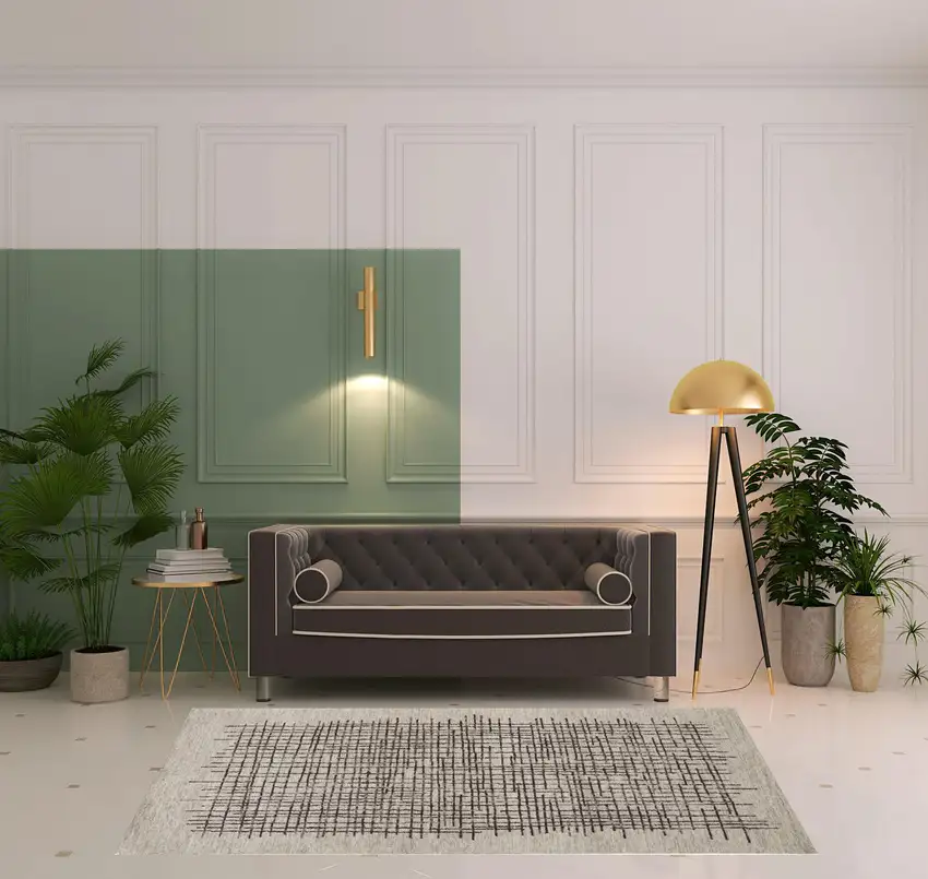 Tan And Brown Wool Plaid Tufted Handmade Stain Resistant Area Rug Photo 2