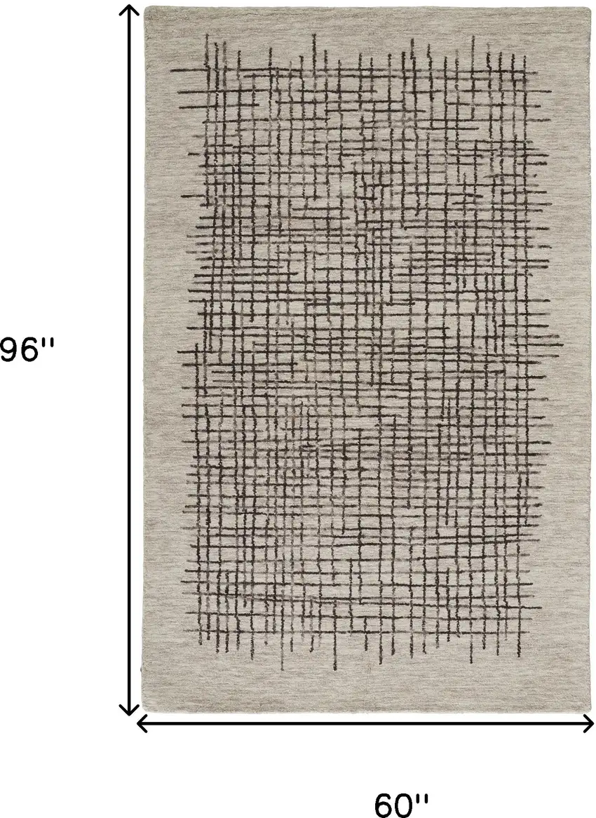 Tan And Brown Wool Plaid Tufted Handmade Stain Resistant Area Rug Photo 8