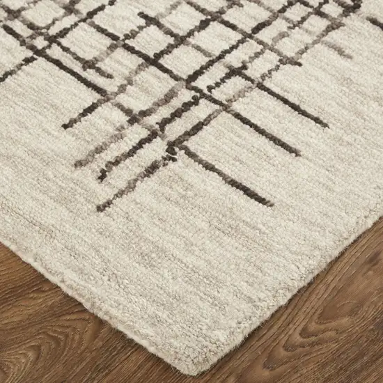 Tan And Brown Wool Plaid Tufted Handmade Stain Resistant Area Rug Photo 8