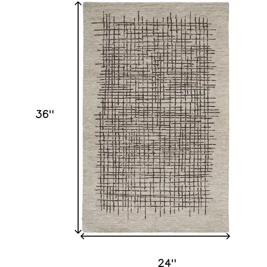 Tan And Brown Wool Plaid Tufted Handmade Stain Resistant Area Rug Photo 8