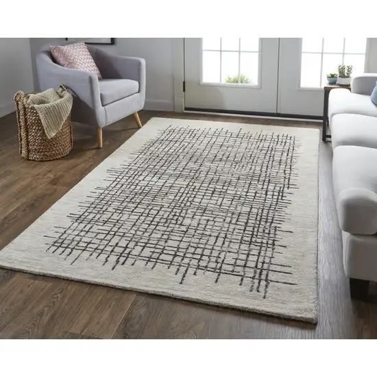 Tan And Brown Wool Plaid Tufted Handmade Stain Resistant Area Rug Photo 5