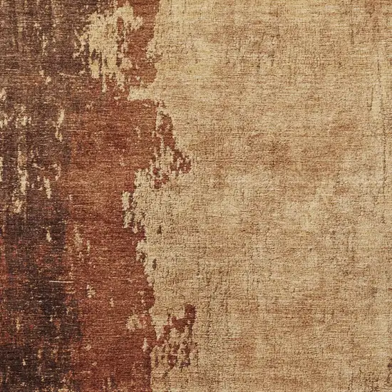 Tan And Copper Abstract Washable Indoor Outdoor Area Rug Photo 1