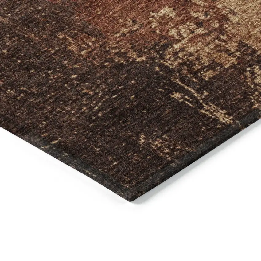 Tan And Copper Abstract Washable Indoor Outdoor Area Rug Photo 9