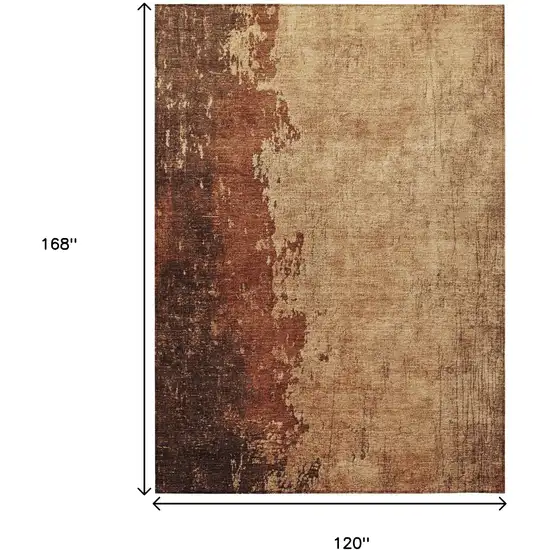 Tan And Copper Abstract Washable Indoor Outdoor Area Rug Photo 3