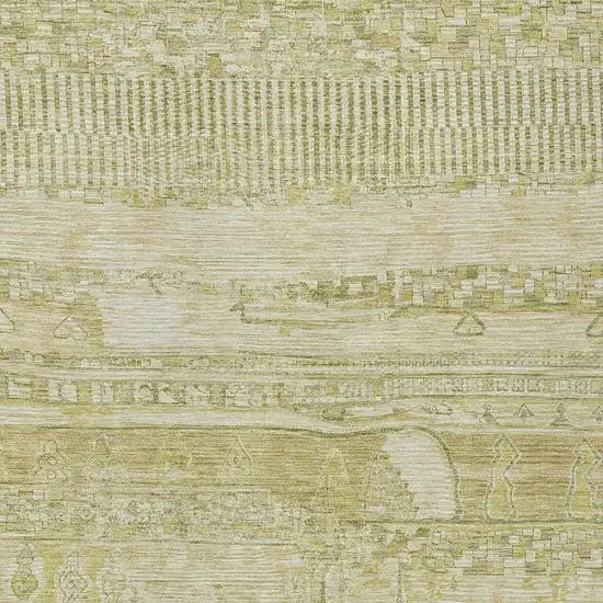 Tan And Gold Striped Washable Indoor Outdoor Area Rug Photo 3