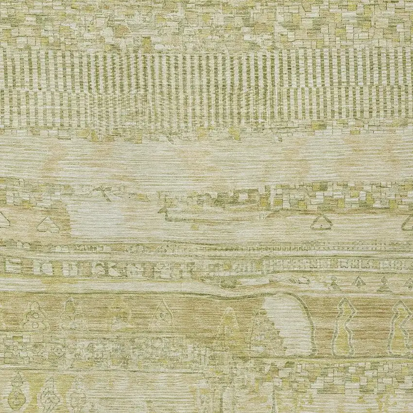 Tan And Gold Striped Washable Indoor Outdoor Area Rug Photo 3