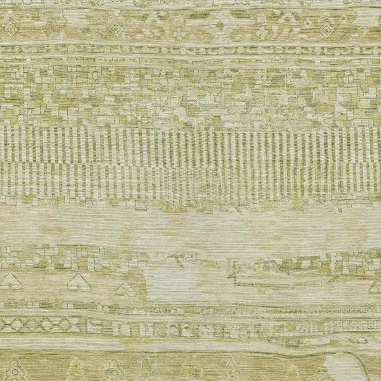 Tan And Gold Striped Washable Indoor Outdoor Area Rug Photo 3