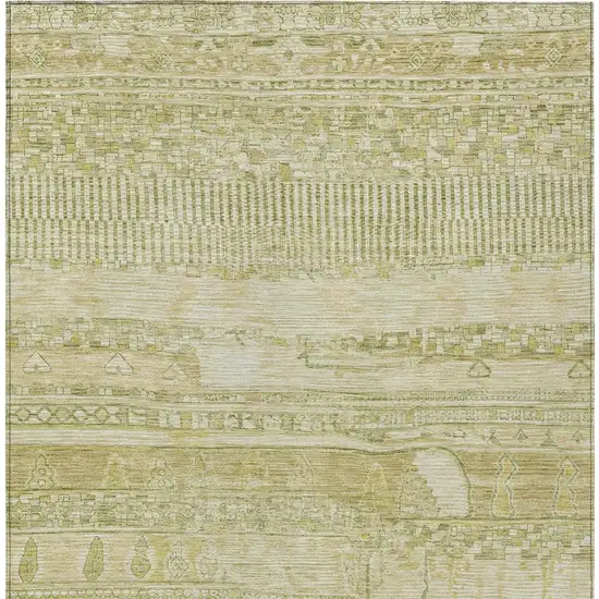 Tan And Gold Striped Washable Indoor Outdoor Area Rug Photo 4